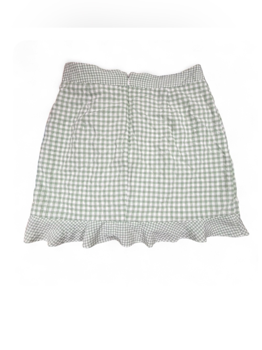 Altar'd State Sage Green Gingham Wrap Skirt Size Small Ruffle Hem Cottagecore - Picture 6 of 6